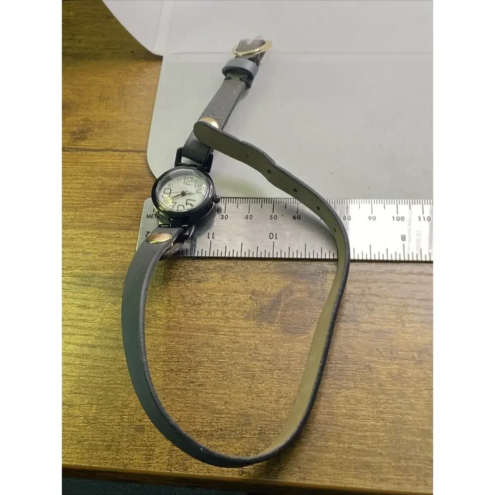 Womens Black Leather Long Wristwrap Watch New Battery